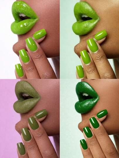 96pcs Green Series Short Square Fake Nails - Solid Color Painted Nails, Can Be Directly Applied On Acrylic Nails. Suitable As Gifts For Girls, Mothers, Women, And Wholesale Nail Products. Applicable For Christmas, Halloween, Thanksgiving, Mother's Day, Valentine's Day And Other Holidays Nail Supplies