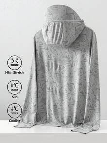 男士夏季冰丝透气防紫外线夹克，带可拆卸帽子、袖口和露指设计，户外防风外套 - 淺灰色 - 查看 3