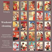 Bộ 50 miếng dán chủ đề Mỹ cổ điển, phong cách sống vintage, thích hợp làm quà tặng, trang trí văn phòng, nhà cửa, đánh dấu, dán nhãn, trang trí lớp học, đồ chơi, sổ tay học sinh, đồ trang trí DIY sáng tạo theo phong cách retro. - Nhiều màu - Xem 11