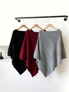 1pc Women's Solid Color Knitted Wool Blend Shawl Cardigan, Sun Protection, Warm, Elegant, Lady Style, Suitable For Indoor, Office, Travel, Outing, Spring, Autumn, Winter - Multicolor - View 8
