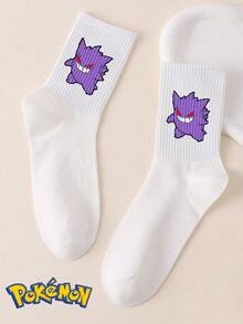 Pokemon 1/5 Pairs Cute Cartoon Print Breathable Soft Mid-Calf Socks, Reinforced Heel And Toe For Durability, Unisex For All Seasons - Multicolor - View 5