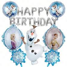 20pcs Frozen Birthday Balloon Set  Anna Olaf Snowflake Birthday Party Family Gathering Aluminum Foil Balloons - Multicolor - View 7