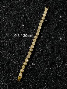 1pc Women's 8mm Wide Round Diamond Inlaid Necklace And Bracelet Set - Style a - View 10