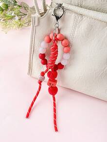 1pc Customized Macaron Silicone Beaded Keychain, Braided Rope Lanyard, Girly Portable Key Chain, Phone Strap, Car Pendant, Customized With 1 English Letter, Customized Birthday Gift - Silicone Beaded Keychain - View 9