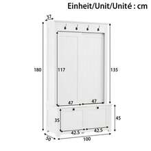 Modern And Minimalist Wardrobes And Closets, Combining A Shoe Cabinet And A Wardrobe, A Multifunctional Storage System With Hooks - White - View 5