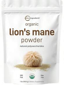 Bestseller!Organic Lion's Mane Mushroom Powder, 8oz |     Pure Fruiting Body Superfood |     Supports Brain, Focus, Energy & Immune Health |     Great For Smoothies & Coffee |     Filler Free, Vegan, Non-GMO.Supplement Vitamin,Free Shipping. - 16 Ounces (1 Pack) - View 1