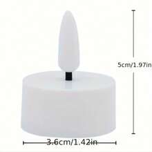 12 piezas de velas sin llama ni humo, velas LED con pilas tipo té con cera real y efecto parpadeante color marfil, con control remoto y temporizador, adecuadas para bodas, mesas de comedor, regalos, uso en exteriores - Blanco - Ver 6