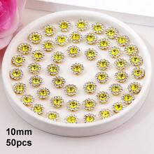 50 piezas/paquete, 8mm, 10mm, 12mm, 14mm, modelos mixtos, brillantes cristales de rhinestones con diseño de flor, base dorada, cristales de rhinestones brillantes adhesivos planos DIY para coser - multicolor - Ver 80