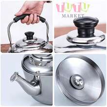 4L Tetera Silbante De Acero Inoxidable, Pulido Espejo, Asa Plegable, EbullicióN RáPida, Adecuado Para El Hogar Y La RestauracióN, Esencial Para La Temporada De Regreso A La Escuela, Tetera De Acero Inoxidable, Gran Capacidad, Olla Silbadora Para Uso En Estufas De InduccióN Y De Gas, Perfecta Para Uso En El Hogar Y En Restaurantes - Plateado - Ver 4