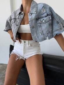 SQUALO Women's Blue Washed, Ripped, And Distressed Effect Jeans Street Style - Multicolor - View 6