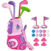 - Juego de para nios pequeos, palos de de plstico de 3 a 5 aos, con 4 palos de y 10 pelotas, juguetes de para interiores y exteriores con carrito para nios y nias de 1 2 - Juego de golf de juguete rosa - Ver 3
