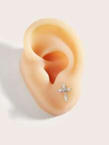 1pc Gothic Cross Diamond Stud Earrings, Suitable For Women's Daily Wear - Cross - View 4