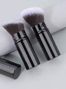 1-2支伸缩式化妆刷、旅行歌舞伎粉底化妆刷、面部腮红刷用于混合液体、腮红、古铜粉、指甲油、防晒霜和无瑕化妆品。 - 彩色 - 查看 1