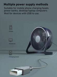 1个深蓝色ABS迷你桌面电风扇，静音USB桌面办公风扇，循环风扇 - 藏蓝色 - 查看 8