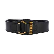 1件装女士复古弹力腰带，金色环扣，宽腰带，适合搭配连衣裙，情人节、角色扮演和女孩夏季穿着