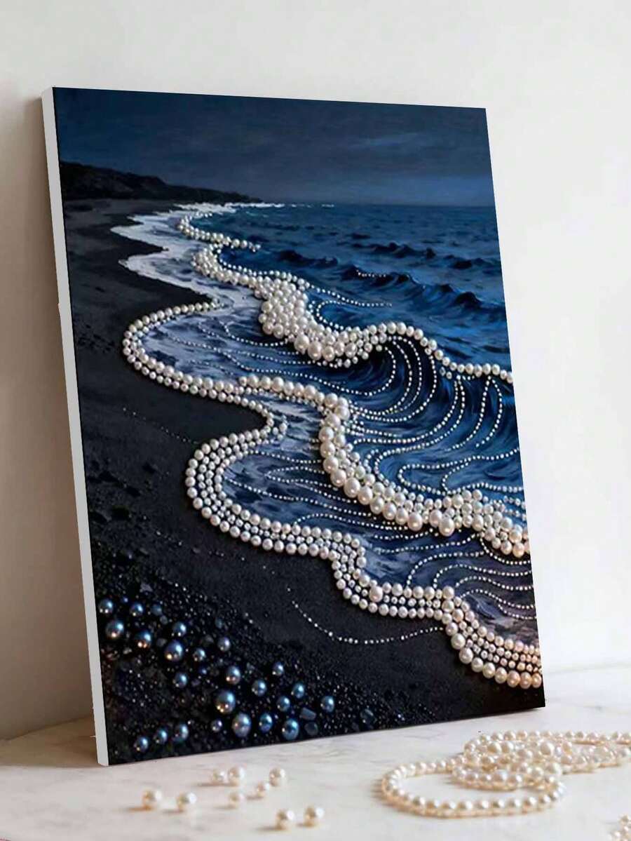 Tranh đính ngọc trai mới, mô tả phong cảnh sóng ngọc trai trên bãi biển, tranh nghệ thuật tự dán kim cương không khung, thích hợp trang trí phòng ngủ, phòng khách, làm vật trang trí nhà cửa, quà sinh nhật cho bạn gái, quà lễ hội cho bạn thân, cũng là món quà lý tưởng cho Giáng sinh, Năm mới, Ngày Valentine. - Nhiều màu - Xem 1