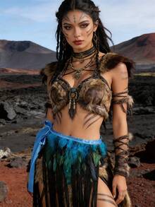 Dancing Belt Skirt Carnival Feather Belt Skirt Stage Show Feather Skirt Festival Burlesque Belt Skirt Cosplay Belt Skirt - Multicolor - View 2