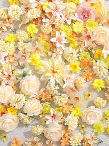 20/40支装黄色人造花材料包 - 人造花、仿真花、手工头饰、花环材料、婚礼花艺材料。适用于制作花环、节日和生日派对装饰、新娘腕花、家居和花店装饰、母亲节装饰，全年均可使用。 - 橙黃系 - 查看 5