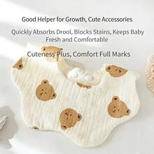 2件/3件套 6层纱布婴儿围兜，可爱卡通口水巾，吸水性强，防吐奶婴儿拍嗝巾 - 彩色 - 查看 3