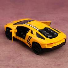 1pc 1/43 Scale Bicolor Boy's Toy, Partial Zinc Alloy Sports Racing Car Toy, Super Racing Car Track Toy, Alloy Die-Cast Toy Car, Simulation Supercar, High-Speed Racing Car, Pull-Line Function, Openable Doors, Children's Toy, Suitable For Boys Over 3 Years Old, Single Alloy Toy Car, Holiday Gift, Collection Toy, Birthday Gift, Exquisite Toy Car. SVJ-Yellow - Yellow - View 6