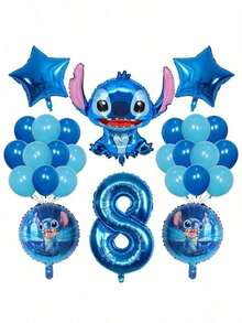 26入 Lilo & Stitch 鋁箔充氣氣球 1 2 3 4 5 6 歲生日派對裝飾 嬰兒派對氣球用品 玩具球 - 彩色 - 查看 4