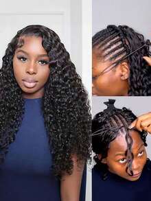 第三代 7包/350克缅甸卷曲钩编羽毛辫真人发，100% Remy真人发，微预环，350克全头波西米亚风缅甸卷曲钩编真人发接发，羽毛线无缝隐形接发 - Natural Black - 查看 8