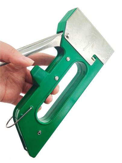 1 pieza Pistola de clavos verde con 1000 piezas de grapas, adecuada para clavos de 6-8 cm, para trabajos de carpintería, materiales de madera, decoración del hogar, pisos, decoración interior, muebles, uso doméstico, fieltro y pistola de clavos para marcos de fotos, pistola de clavos manual