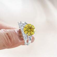 1 Set 925 Sterling Silver 6.5 Carat Moissanite Ring, Shiny & Elegant 4-Prong Women's Fashion Ring, Suitable For Women's Daily, Date, Party Wear