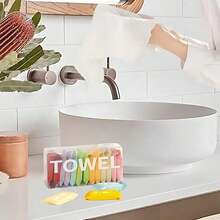 28-Piece 100% Cotton Compressed Towel Set, Disposable Compact Face And Bath Towels, Travel Must-Haves Camping Essentials Outdoor Gear, Lightweight Portable Skin-Friendly Quick Dry Towels For Hiking Trips Beach Vacation Business Travel Emergency Use Daily Toiletries, Ideal For Airport Transit Picnic Outings Gym Workouts Hotel Stays Spa Treatments And Household Daily Use - 彩色 - 查看 3