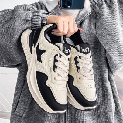 2026男士新款春秋小众设计星空滑板鞋，厚底增高厚底运动鞋，轻便舒适百搭防滑低帮休闲运动鞋，适合青少年，增高，旅行，厚底运动鞋，透气休闲运动鞋，系带，大码