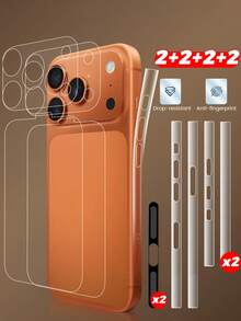 Bộ 2 miếng dán màn hình PET mềm cong, kính cường lực, độ phân giải cao, tương thích với iPhone 17/17 Air/17 Pro/17 Pro Max, chống trầy xước, trong suốt, lớp bảo vệ + lớp nền TPU siêu mỏng kính cường lực độ phân giải cao, bảo vệ phần rỗng của ống kính + miếng dán cạnh siêu mỏng độ phân giải cao chống trầy xước, lớp bảo vệ khung trong suốt - Trong sáng - Xem 4