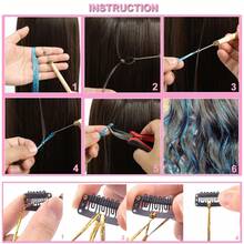 6件/套 1200片银色闪光发丝接发，耐热闪亮发饰发辫发夹，女士适用（银色） - 銀色 - 查看 6