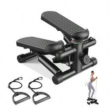 Mini stepper doméstico, escalador con bandas de resistencia, capacidad de peso superior a 136 kg, stepper hidráulico con pantalla LCD, color negro. - Negro - Ver 1