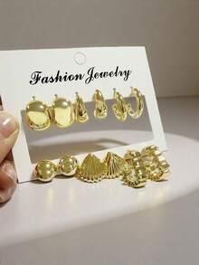 12pcs/Set Casual Valentine's Day Metal Punk Minimalist Style Earring Set, Gift For Women