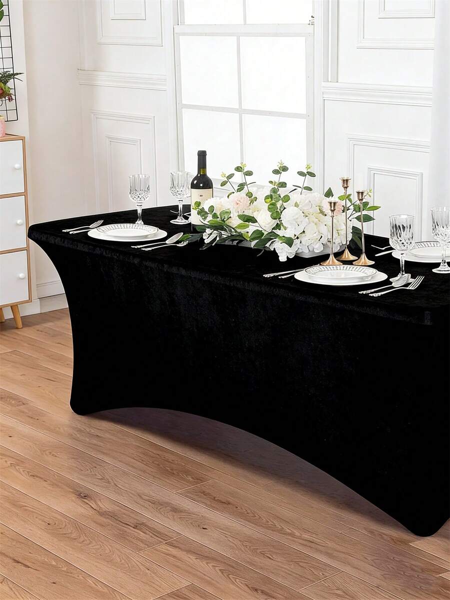 1件长方形涤纶桌布，可覆盖整个桌面，抗皱，可水洗，弹性好且贴合桌面，适用于室内、室外、露台、野餐、露营、派对、婚礼、宴会等场合。