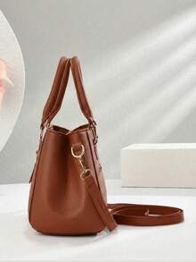 Bolso de tote casual y versátil para el transporte diario - Naranja Quemada - Ver 3