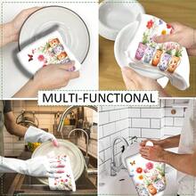 2/4 Pcs Floral Print Dish Towels, Super Absorbent Microfiber Modern Dish Cloths, Cooking And Baking Tea Towels, Cleaning Rags, Hand Towels, Highly Soft And Absorbent, Kitchen Decor, Gifts For Neighbors, Mothers, Birthdays, Housewarming For Friends, Kitchen Essentials, Daily Necessities - Multicolor - View 11