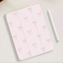 1pc Minimalist Pink Bow Design Tablet Protective Case, Compatible With IPad 10.2", IPad Pro 11" 2021/2020/10th Gen, IPad (A16) 11" 11th Gen 2025, IPad 8th/9th/10th Gen, Galaxy Tab A8 10.5" 2022, Matepad 10.4"/Tab, With Pencil Slot, Anti-Drop, Tablet Stand Protective Cover, Romantic Gift For Family And Friends - Multicolor - View 2