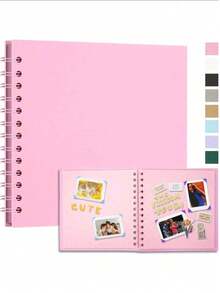 1 cuốn album ảnh DIY 40 trang trống, kích thước 7x7 inch, kèm sticker, bìa cứng giấy Kraft, thích hợp cho đám cưới, tiệc sinh nhật, v.v., màu đen, hồng, vàng Kraft, trắng, quà tặng sinh nhật cho bé trai và bé gái. - 7 inch - Xem 3