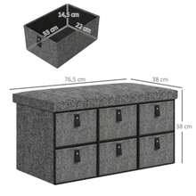 Padded Shoe Bench, 6 Shoe Compartments, MDF Frame, Linen Look, Grey