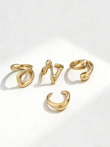 4件套金属指节戒指，男女通用，适合青少年/年轻人，可作为生日/周年纪念日/情人节礼物，日常配饰 - 金色 - 查看 2