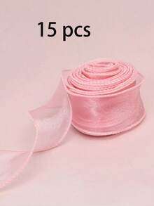 1 件半透明欧根纱丝带，带卷边，非常适合礼品包装、蛋糕装饰、婚礼、DIY 蝴蝶结缎带，用于节日派对装饰，回到学校情人节