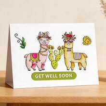 Creative Couple Of Alpacas Cutting Dies, DIY Scrapbooking Album And Embossing Stencil, Greeting Card Making Tool, Card Paper Cutting Crafts ,Gift Card Making Template Die Cuts. - Silver - View 10