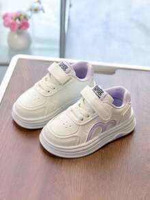 1双全新男女通用白色帆布鞋，魔术贴软底儿童帆布鞋，透气休闲百搭童鞋，春秋季款 - 紫色 - 查看 2