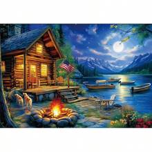 1000pcs Paper Jigsaw Puzzle, Landscape Oil Painting Style, Stress Relief & Brain Teaser