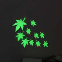10pcs/Set Glow In The Dark Maple Leaf Pattern Wall Sticker, Green Self Adhesive Wall Art Sticker For Home Decor,Stickers,Wall Decal, Vinyl Decal For Home Decorations,Spring Decoration Items Refresh Your Home,Rama Decoration Stickers,Wall Decor,Stickers,Wall Stickers,Room Decor,Home Decor Back To School School Supplies - 彩色 - 查看 1