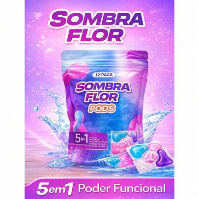 Detergente Lava Roupas em Cápsulas 5 em 1 – Sabão para Lavar Roupas – 12*1 bolsa – Perfume Floral – 100g