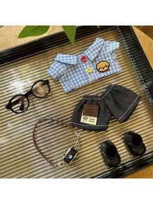 17厘米时尚草帽连衣裙套装，休闲舒适百搭的帽子、包包、鞋子套装，适用于娃娃（不含娃娃和鞋子） - 彩色 - 查看 7