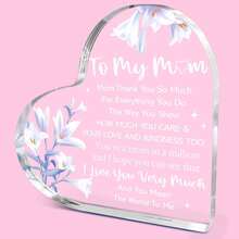 1pc "Dear Mom I Love You" Heart Acrylic Plaque, Meaningful Letter Gift From Daughter & Son, Sentimental Mother's Day Keepsake - Multicolor - View 52