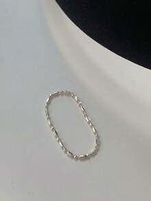925 Sterling Silver Ultra-Thin Soft Chain Ring - Petite Minimalist Design, Stackable & Versatile, Women's Ring - Silver - View 6